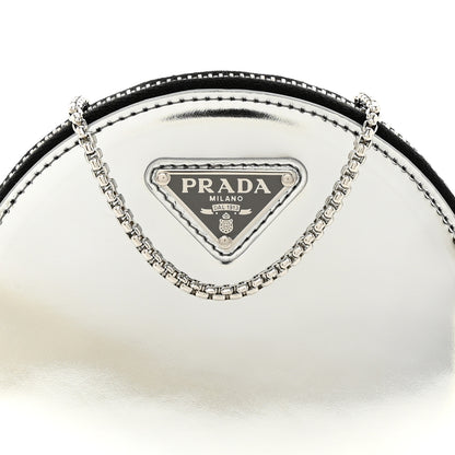 Prada Spazzolato Round Chain Coin Crossbody Pouch Argento 8 of 11