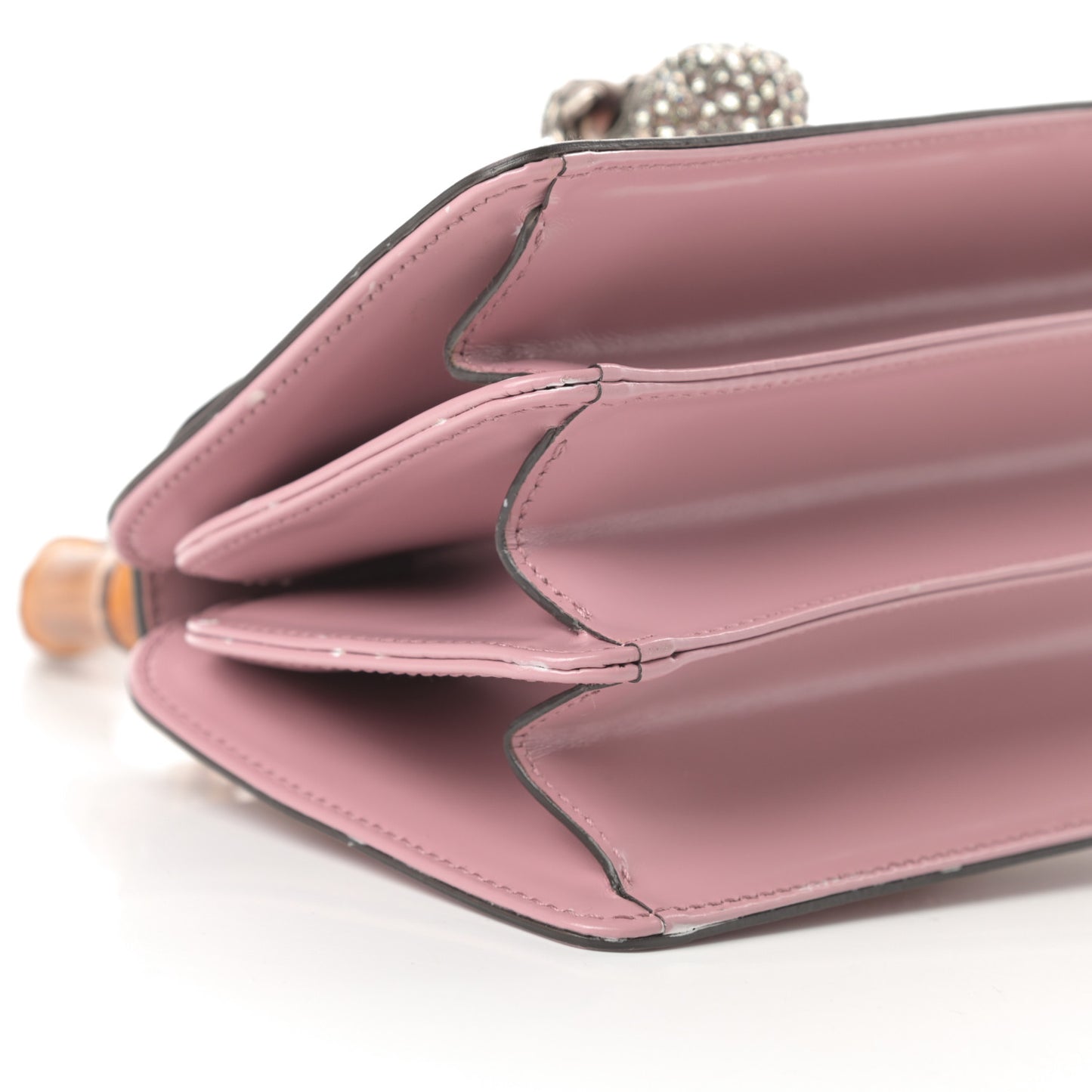 Calfskin Bamboo Crystal Mini Thiara Top Handle Bag Carmine Rose Gold