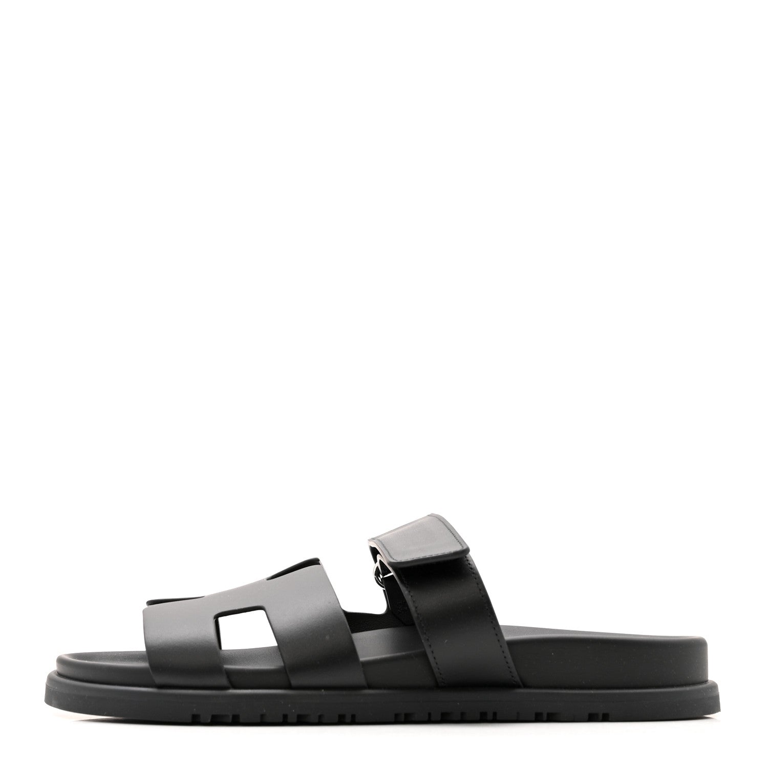 Hermes Calfskin Womens Chypre Sandals 38 Black 1 of 11