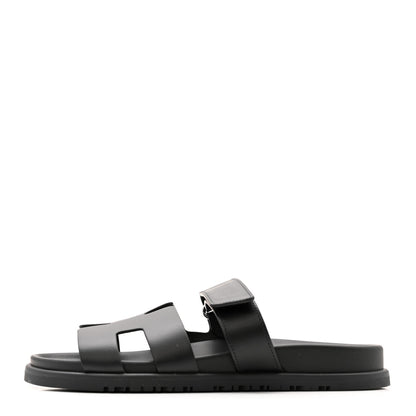 Hermes Calfskin Womens Chypre Sandals 38 Black 1 of 11