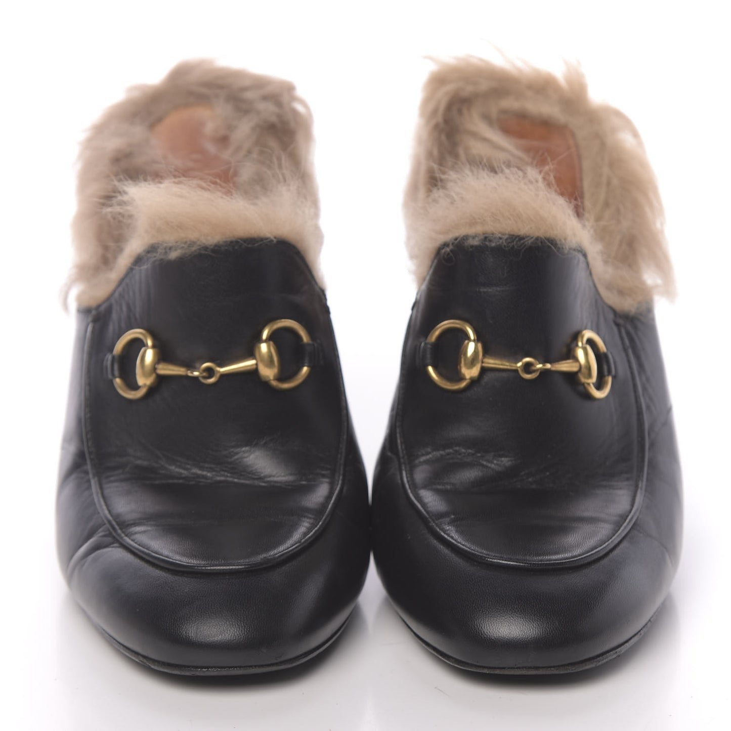Malaga Kid Fur Princetown High Heel Mules 37 Black Naturale
