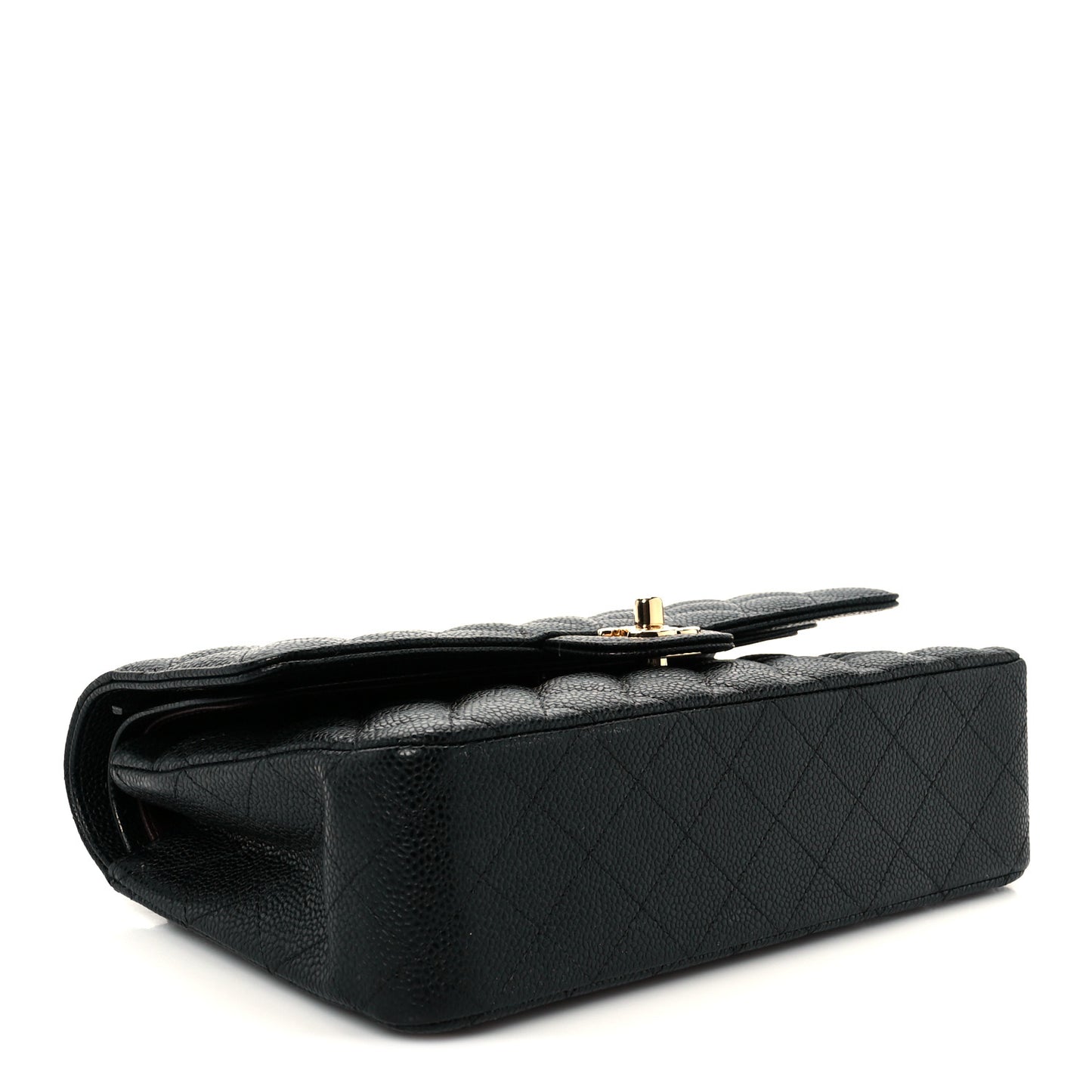 Caviar Quilted Medium Double Flap Black