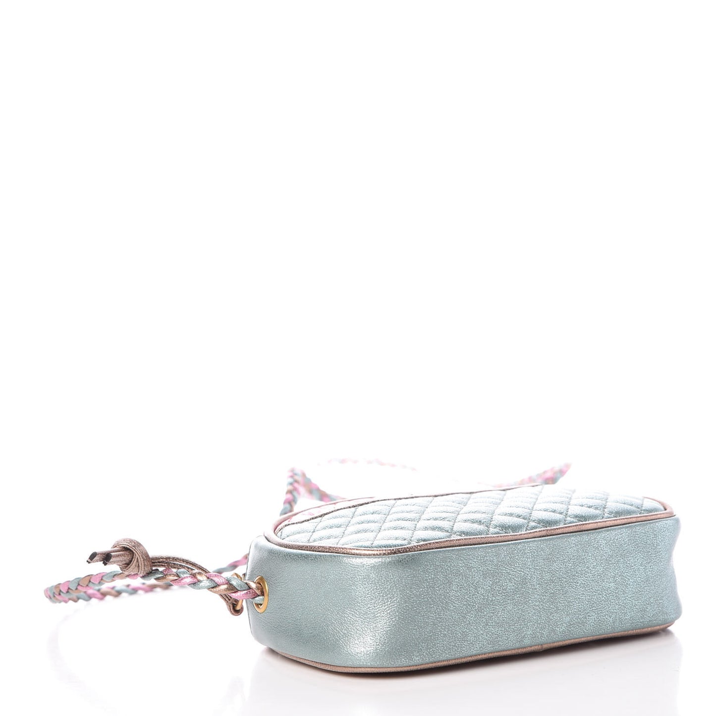 Laminated Nappa Trapuntata Mini Zumi Dome Shoulder Bag Rosa Lago Rame