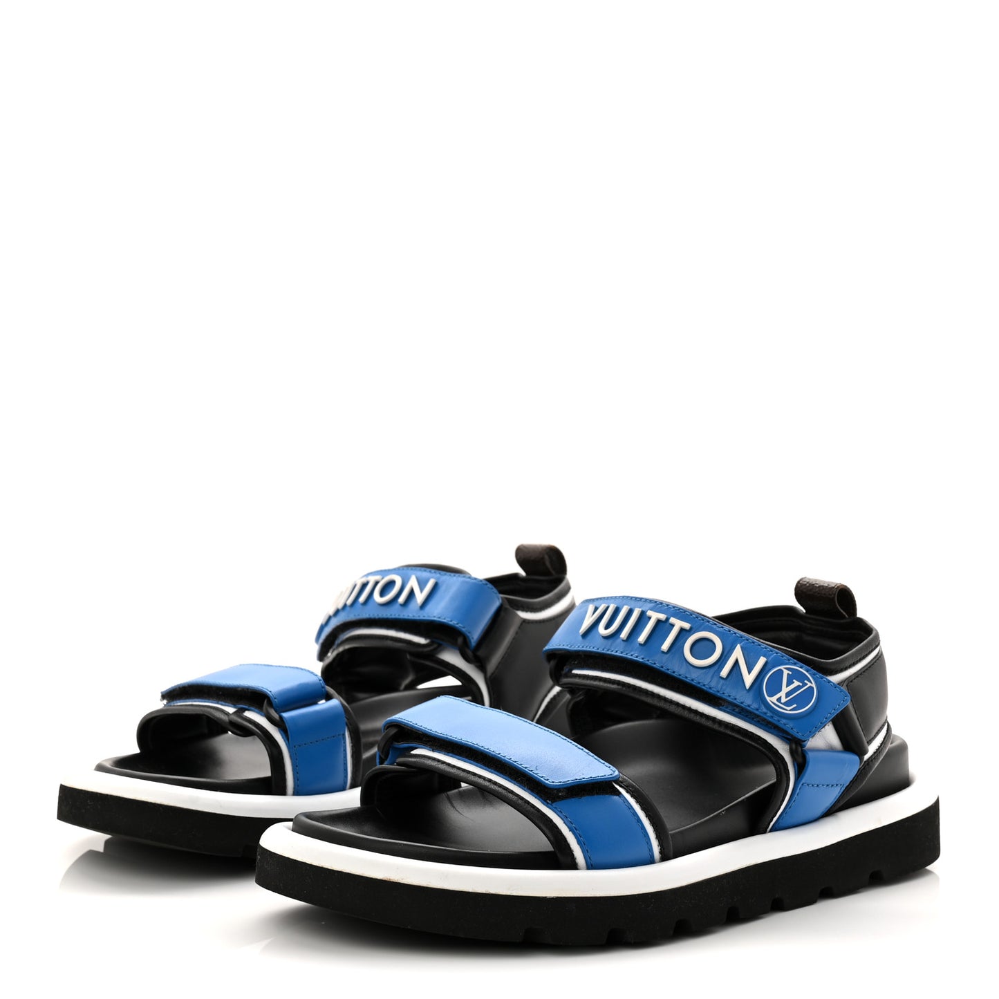 Calfskin Monogram Pool Pillow Flat Comfort Sandals 38 Blue