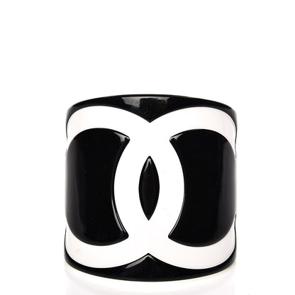 Chanel Resin CC Wide Cuff Black White 1 of 4