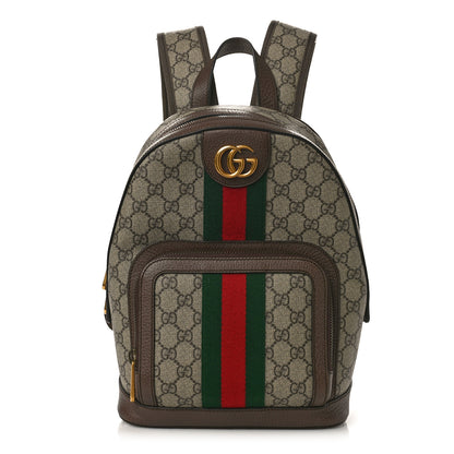 Gucci GG Supreme Monogram Calfskin Web Small Ophidia Day Backpack Beige Ebony New Acero 1 of 14