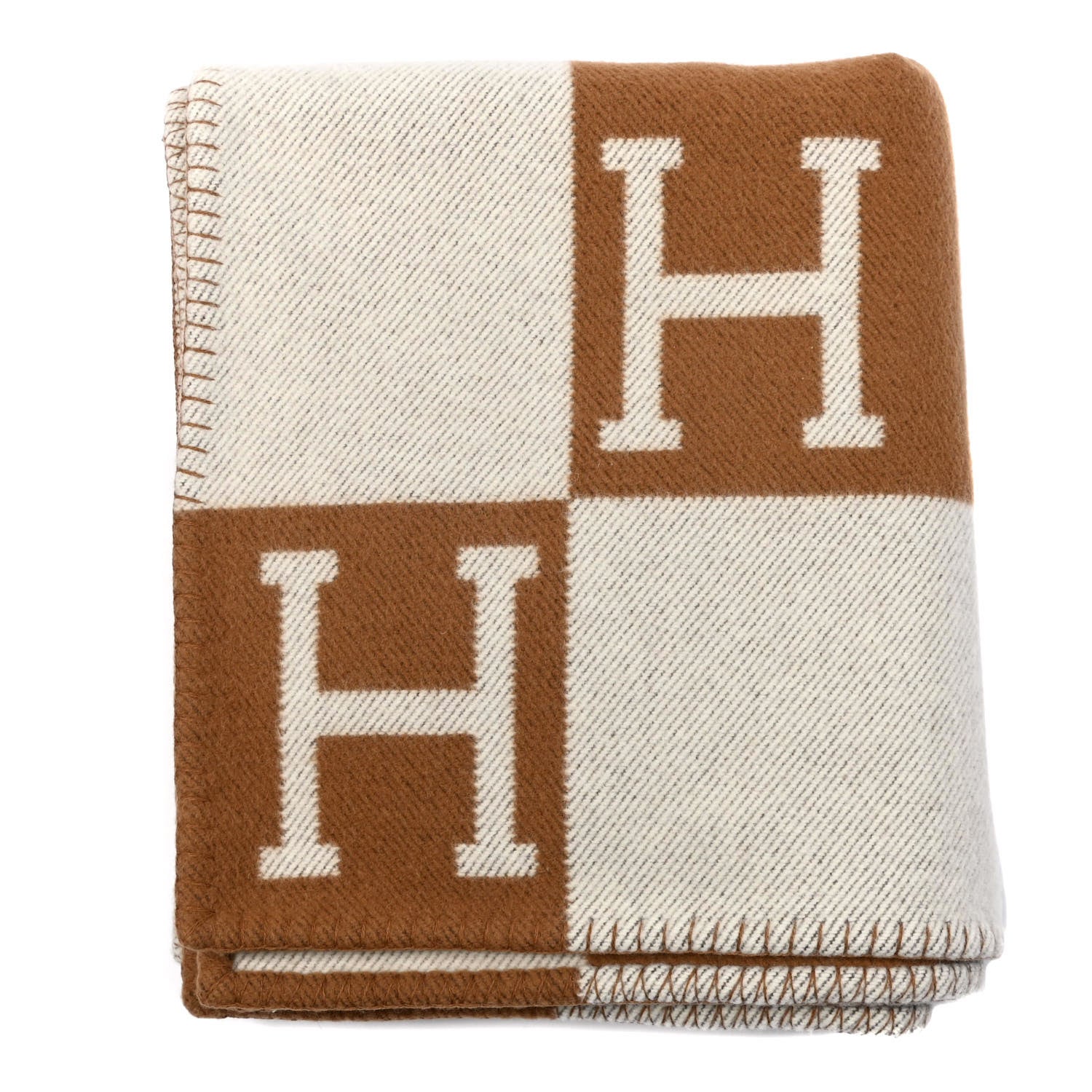Hermes Wool Cashmere Avalon Blanket Ecru Camel 1 of 3