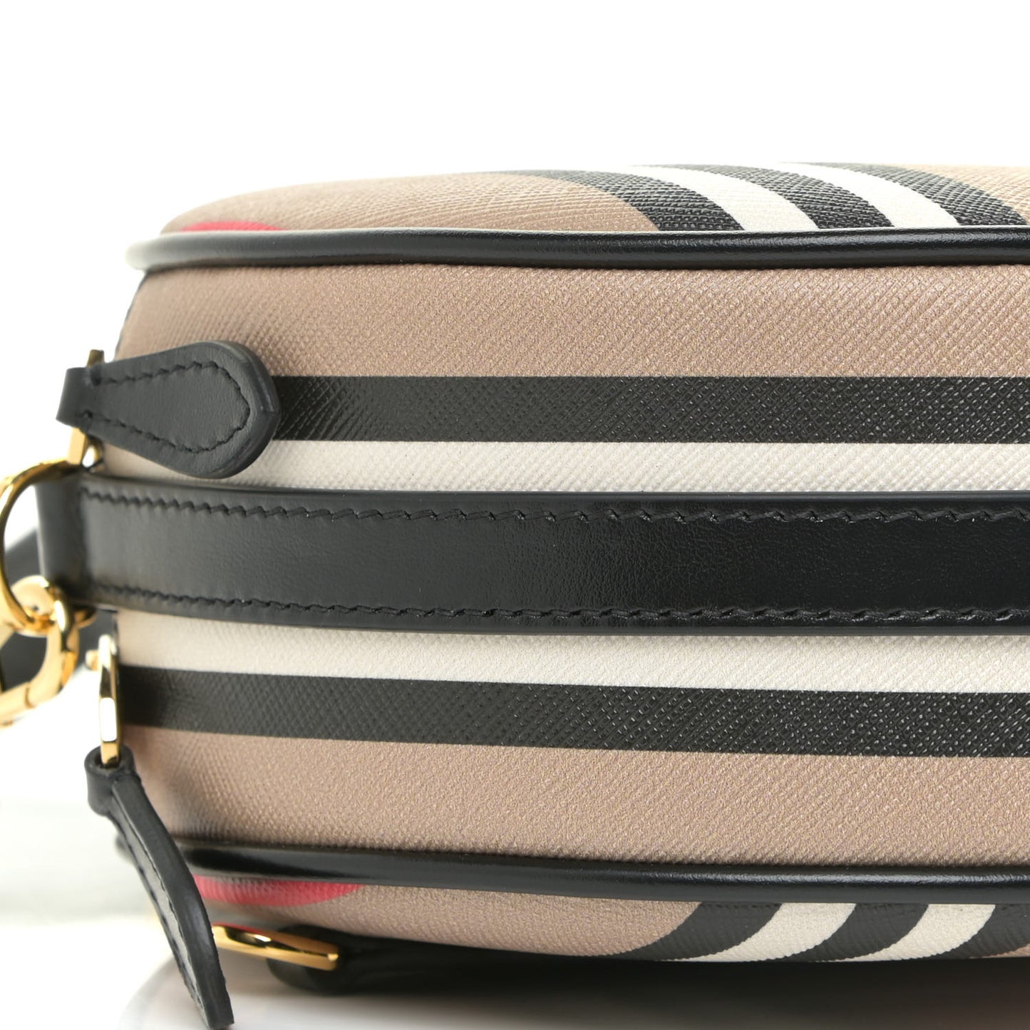 E-Canvas Calfskin Icon Stripe Louise Bag Archive Beige