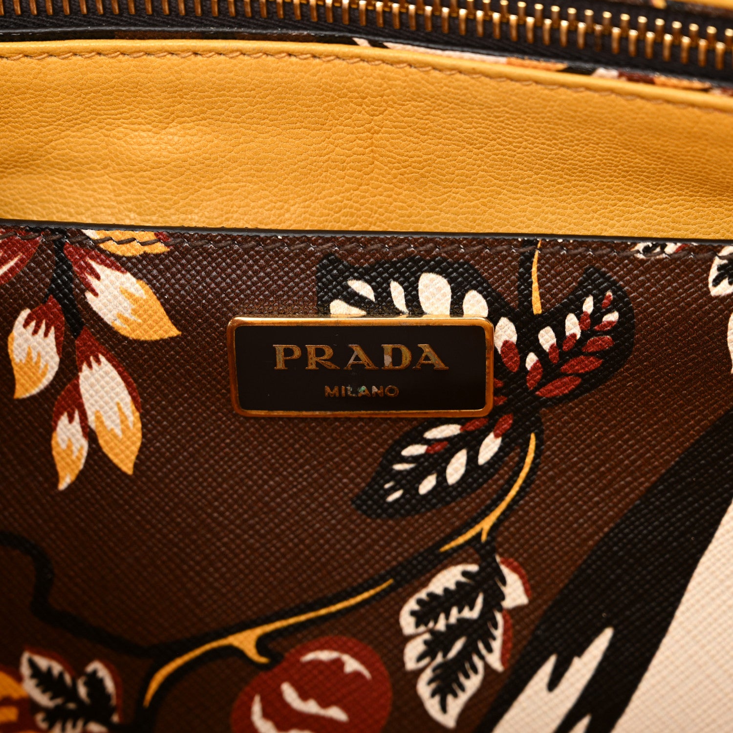 Prada Saffiano Print Top Handle Brown Multicolor 7 of 16