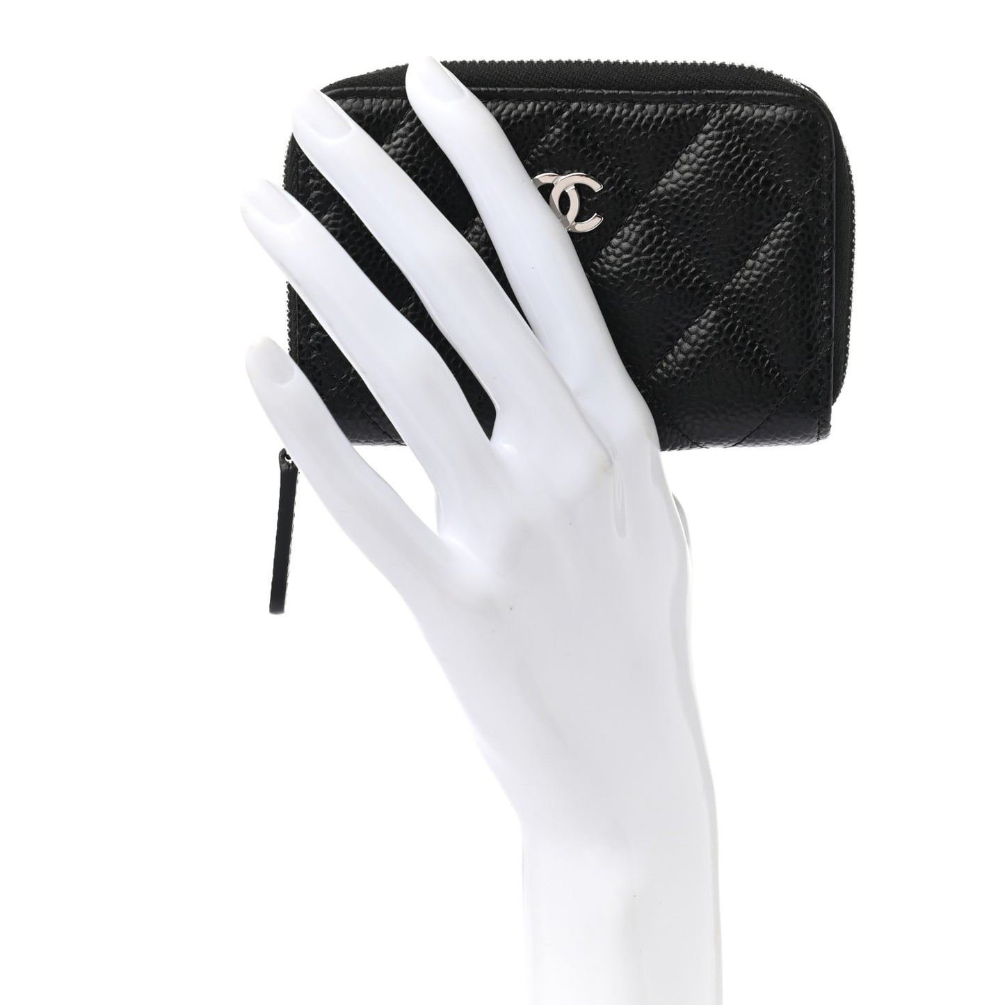 Caviar Quilted Zip Coin Purse Black