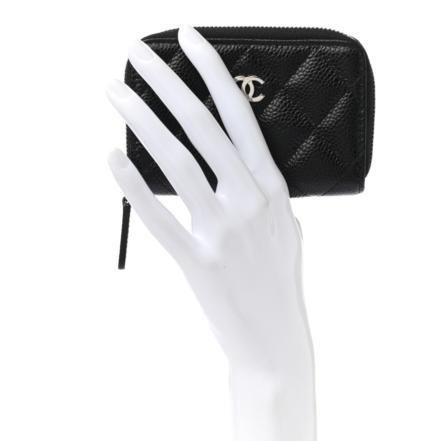 Chanel Caviar Quilted Zip Coin Purse Black 2 of 8