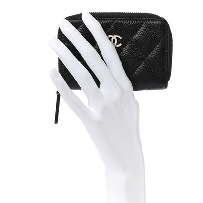 Chanel Caviar Quilted Zip Coin Purse Black 2 of 8