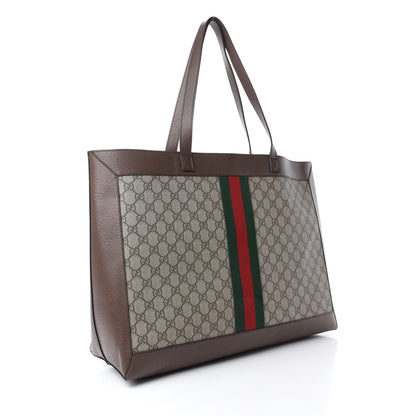 Gucci GG Supreme Monogram Web Ophidia Tote Brown 3 of 10