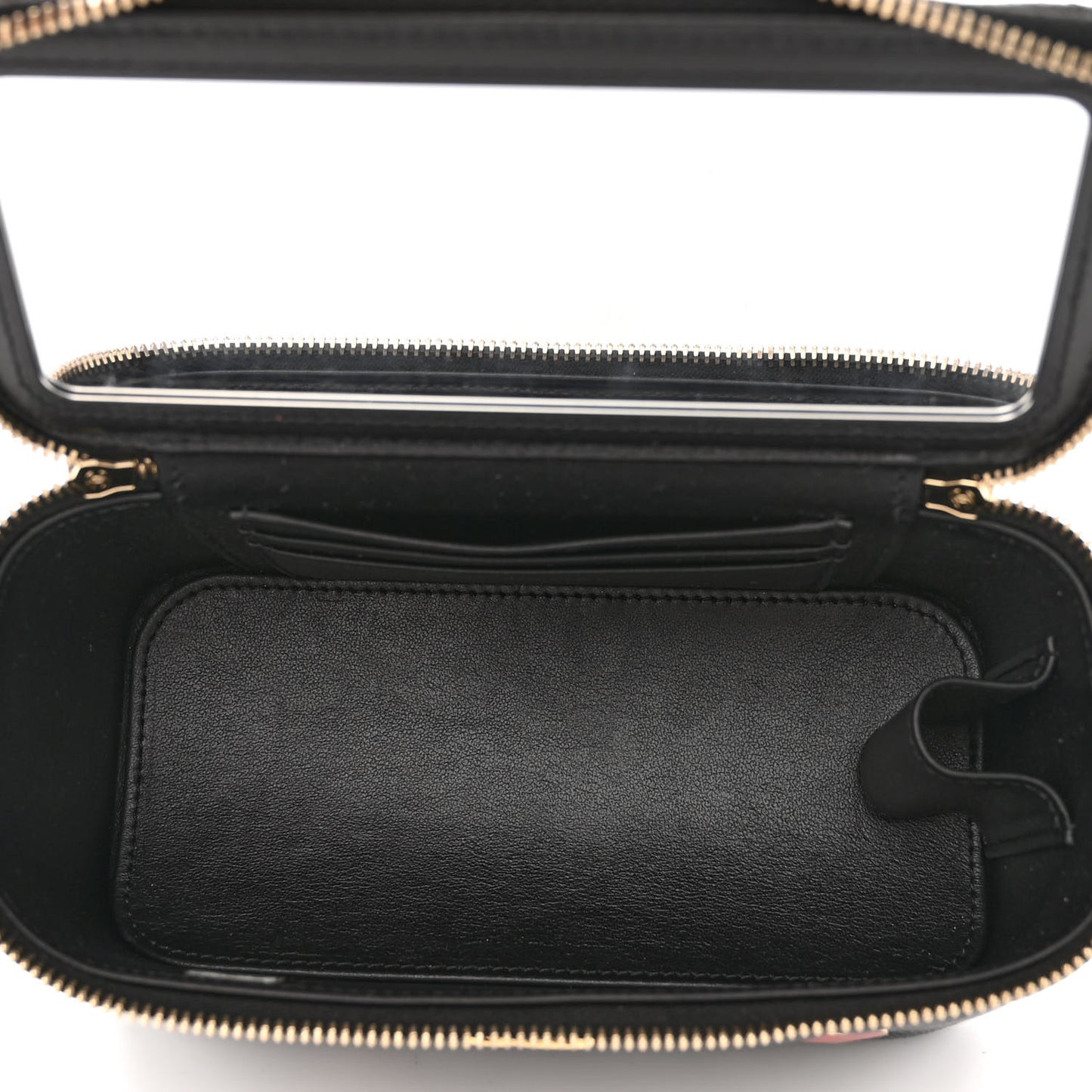 Caviar Quilted Enamel Coco Casino Small Vanity Case With Chain Black