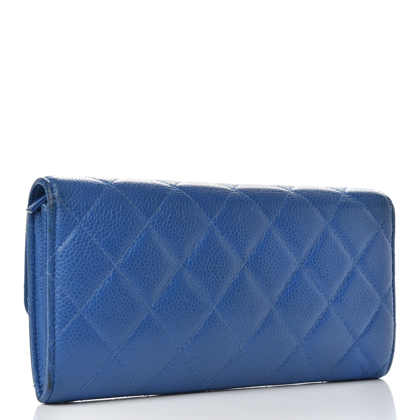 Caviar Quilted Large Flap Wallet Blue