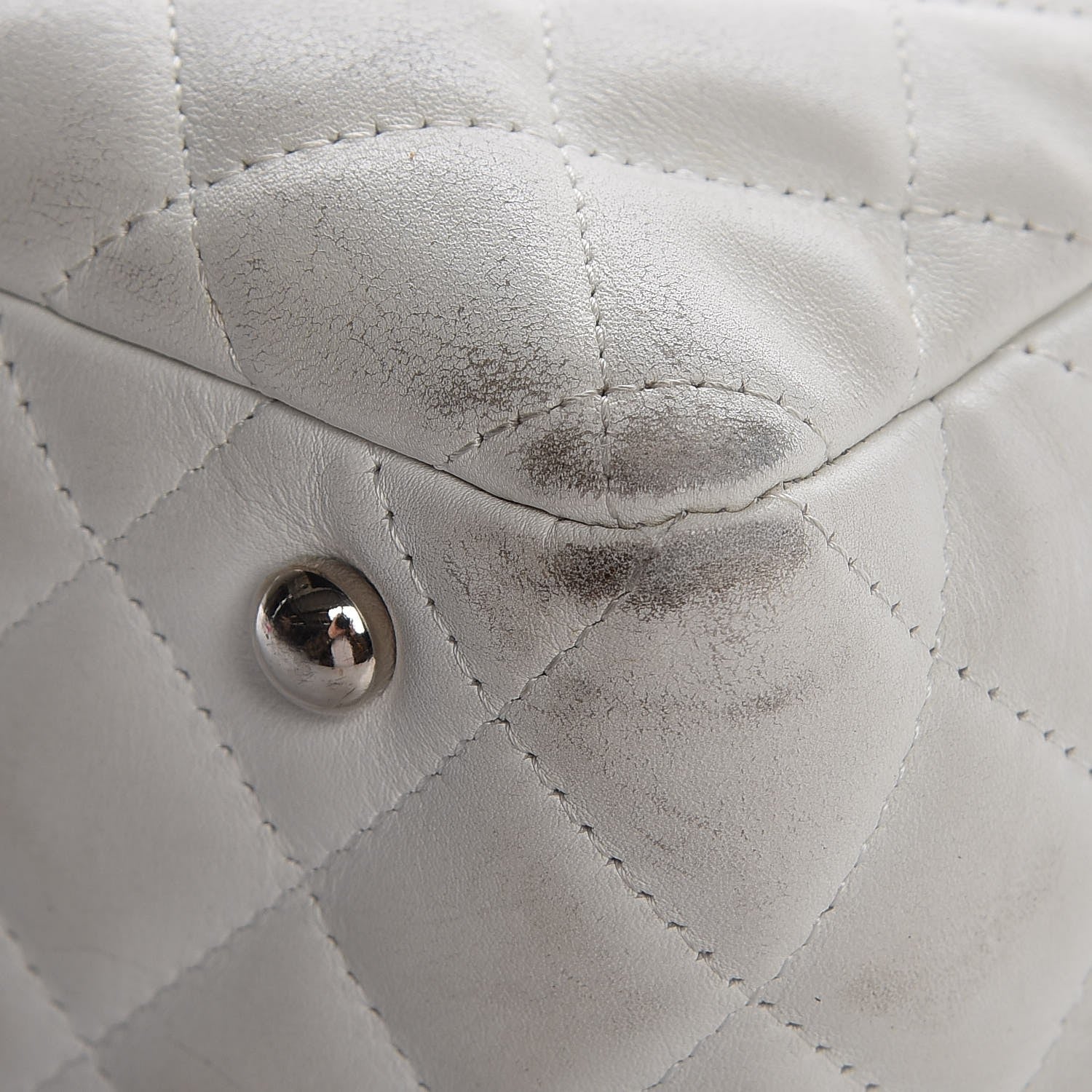 Chanel Calfskin Python Quilted Large Cambon Bowler White 13 of 26