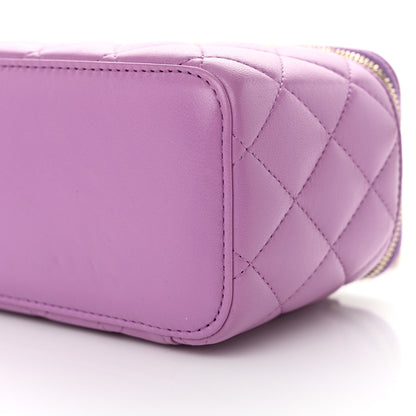 Chanel Lambskin Quilted Pearl Crush Small Vanity Case With Chain Purple 10 of 12