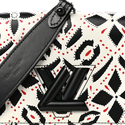 Louis Vuitton Calfskin Graphic Print Twist Chain Wallet White Black White Black 7 of 9