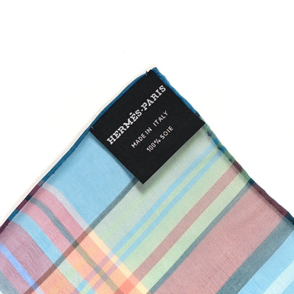 Hermes Silk Madras Ex Libris Bandana Scarf 55 Noir Turquoise Rouge 4 of 4