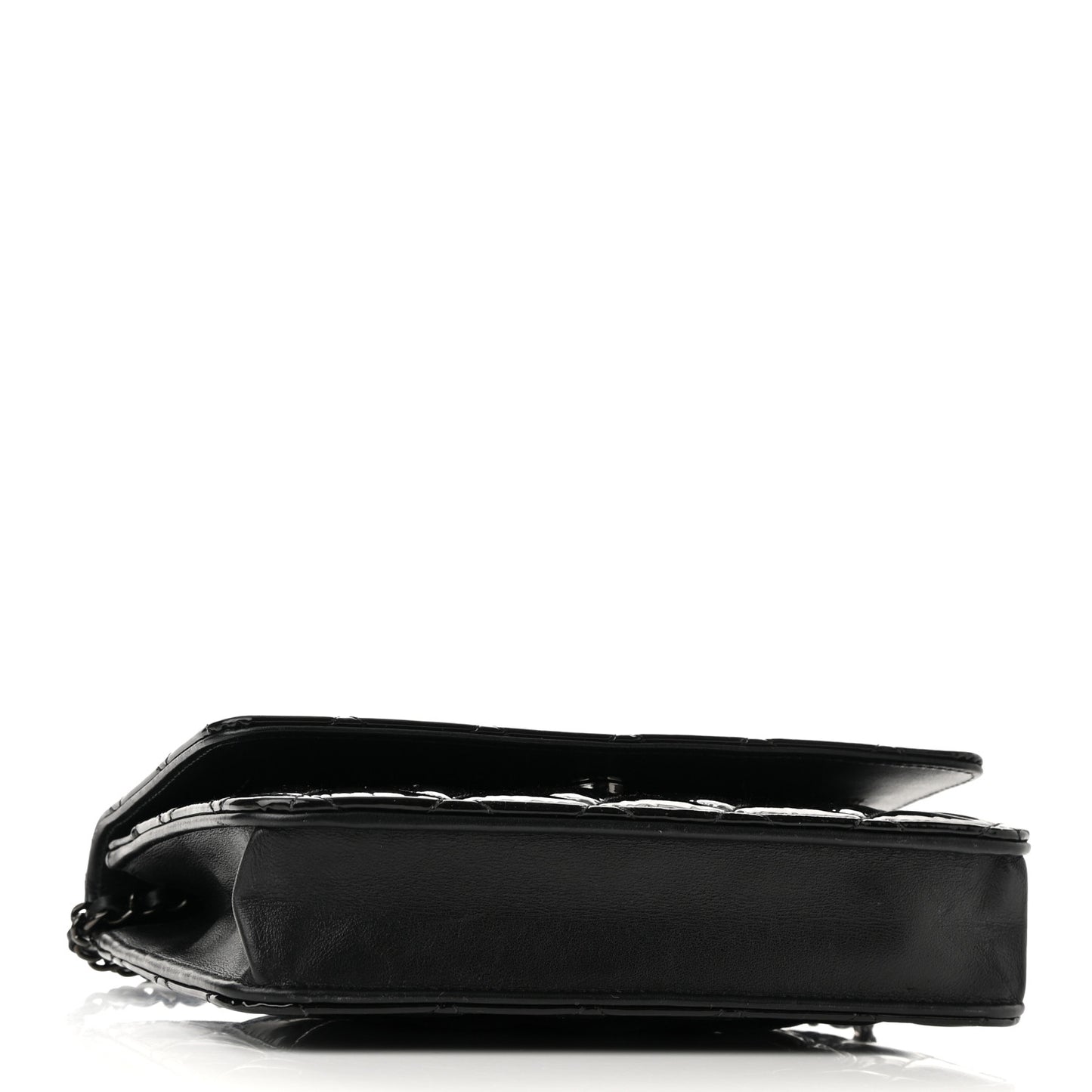 Patent Quilted Wallet On Chain WOC Black