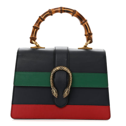 Gucci Moon Calfskin Bamboo Web Medium Dionysus Top Handle Bag Blue Emerald Hibiscus Red 1 of 10