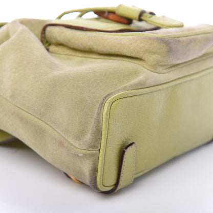 Gucci Suede Calfskin Bamboo Backpack Green 7 of 11