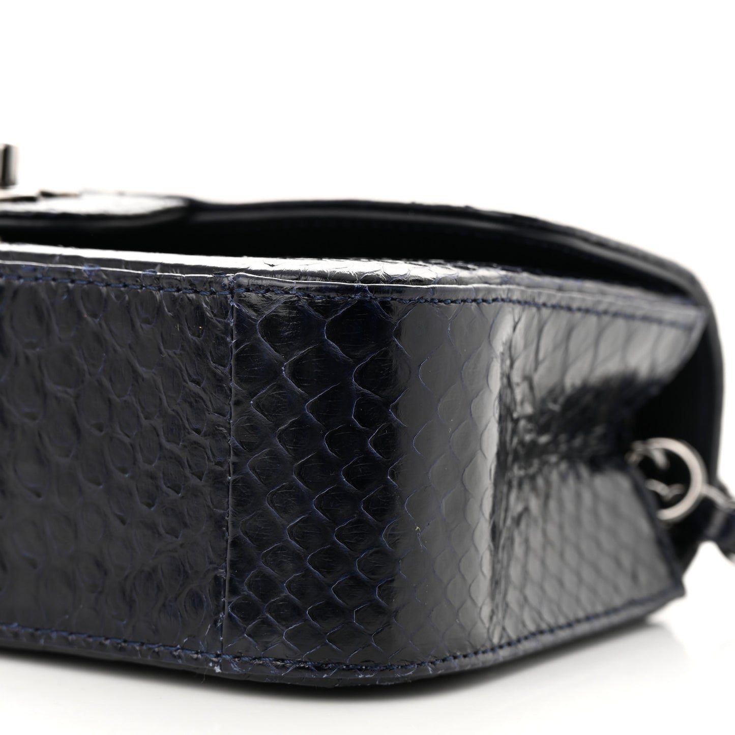 Snakeskin Mini Rectangular Flap Navy Blue