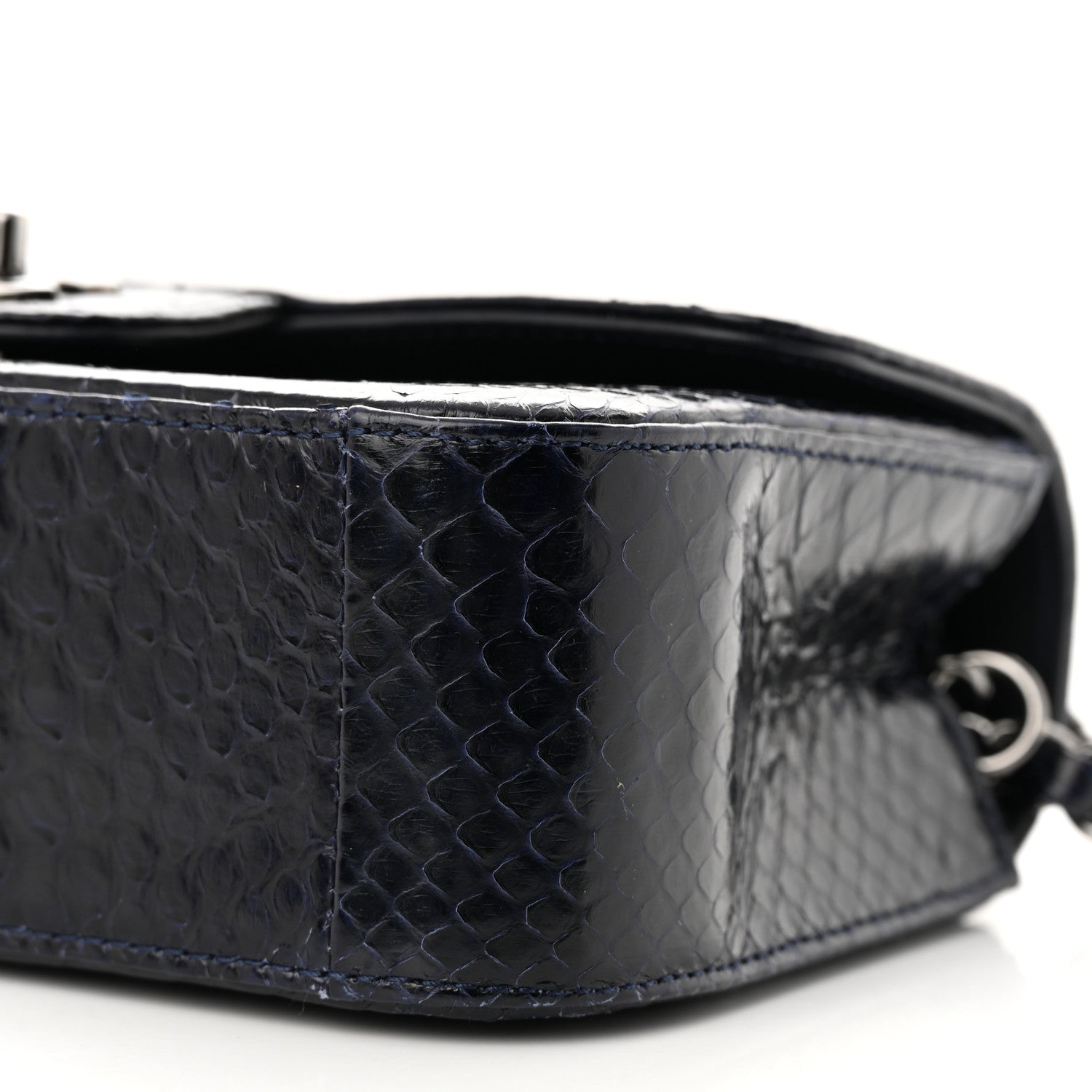 Chanel Snakeskin Mini Rectangular Flap Navy Blue 10 of 12