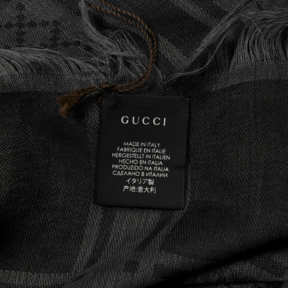 Gucci Wool Silk GG Monogram Diamante Plaid Surviee Shawl Graphite Black 2 of 3