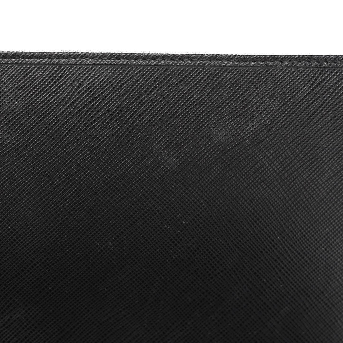 Saffiano Lux Metal Logo Mini Chain Flap Crossbody Bag Black