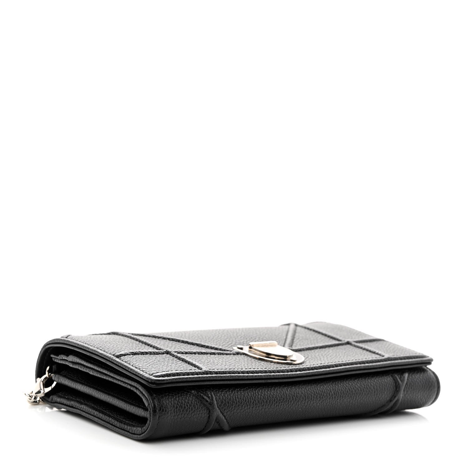 Christian Dior Grained Calfskin Diorama Wallet on Chain Pouch Black 4 of 10