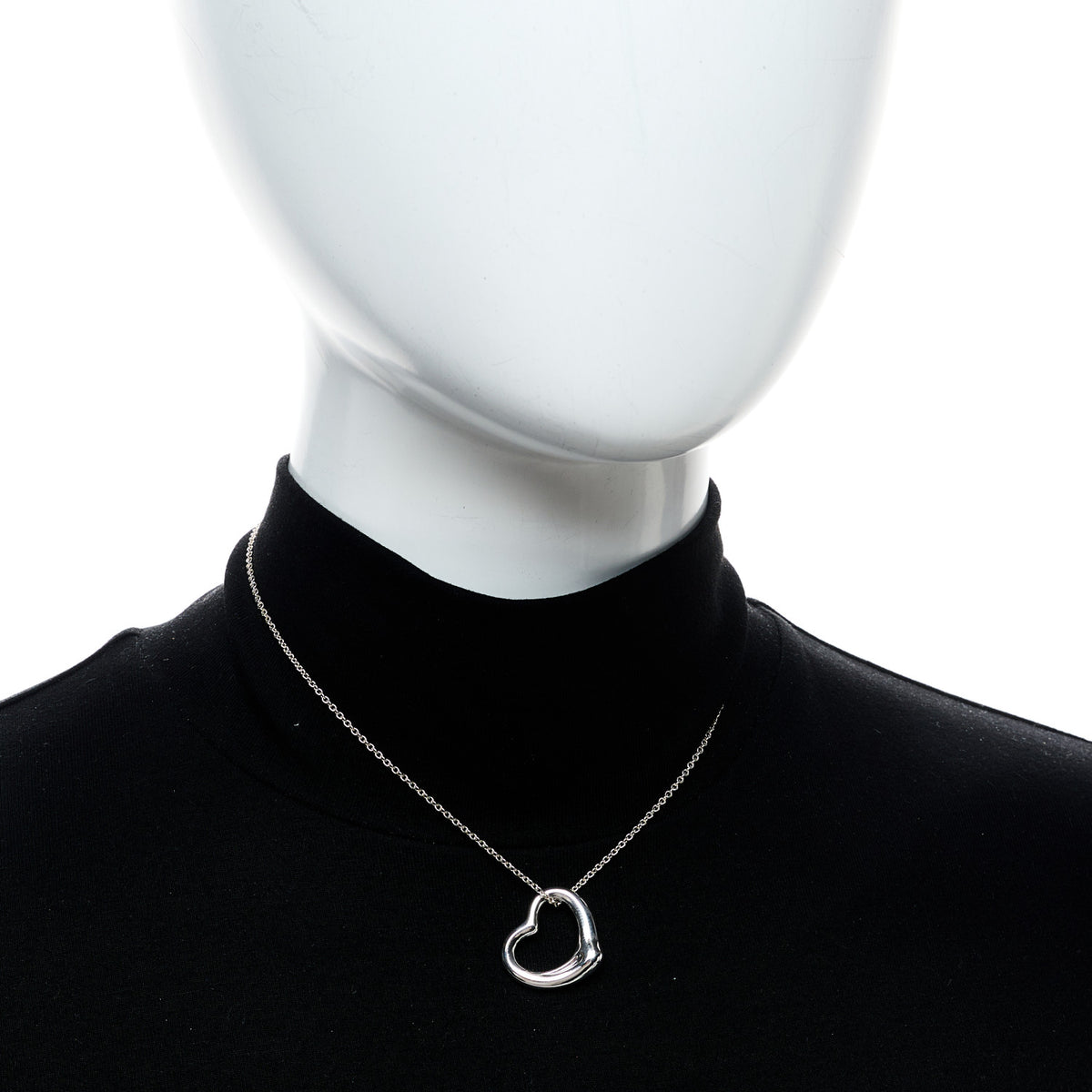 Sterling Silver 16mm Elsa Peretti Open Heart Pendant Necklace