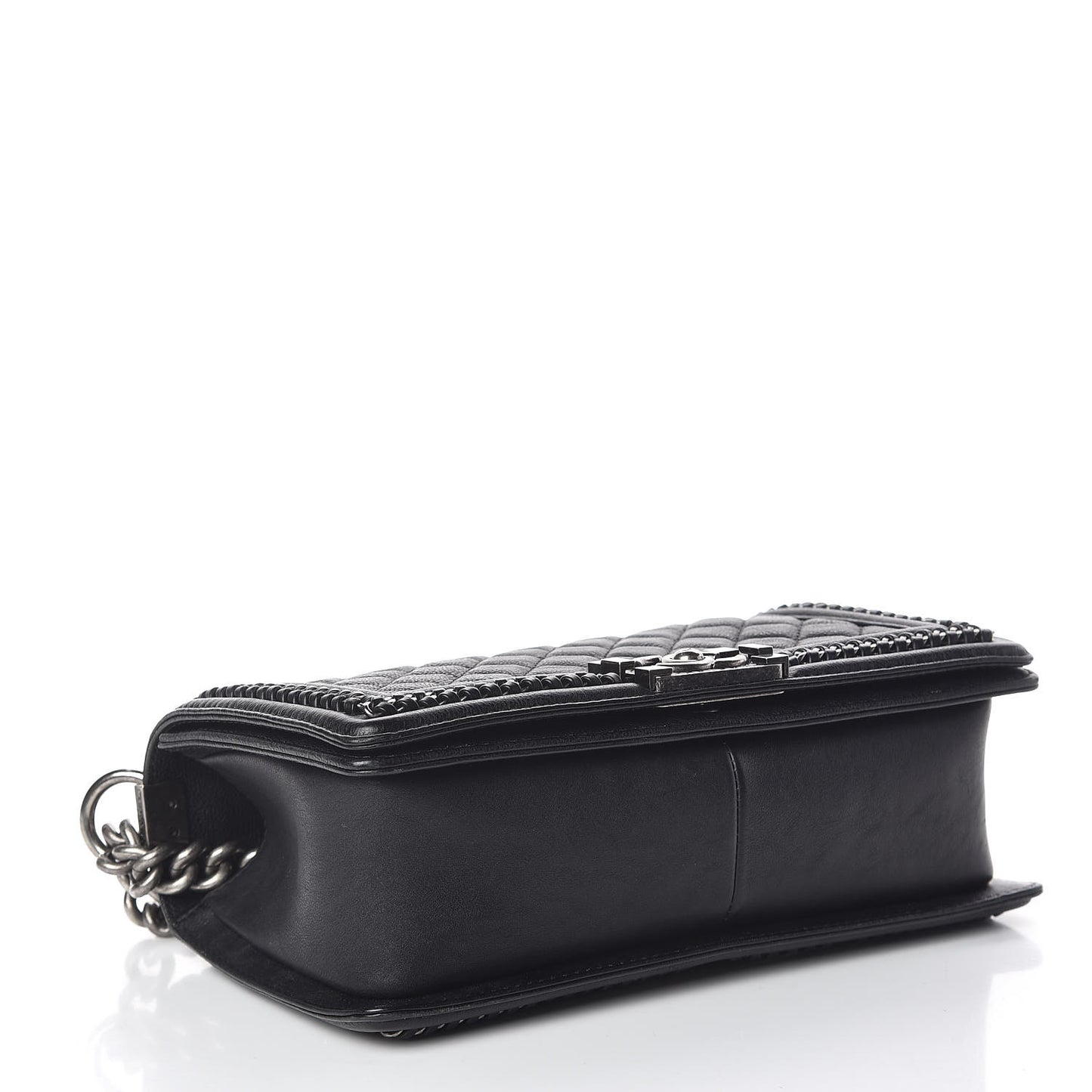 Calfskin Quilted Medium Boy Top Handle Flap Black