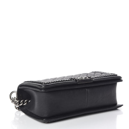 Chanel Calfskin Quilted Medium Boy Top Handle Flap Black 4 of 12