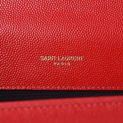 Saint Laurent Grain De Poudre Medium Monogram Kate Satchel Red 6 of 9