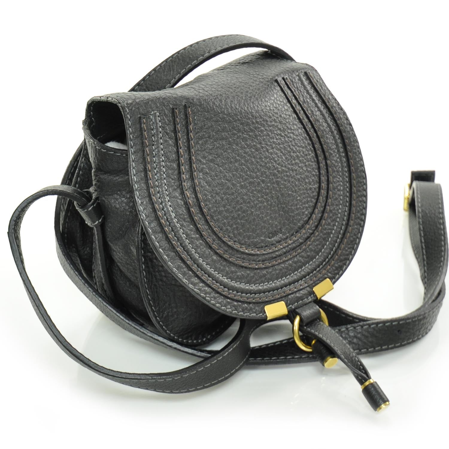 Chloe Leather Marcie Round Crossbody Bag Black 3 of 9