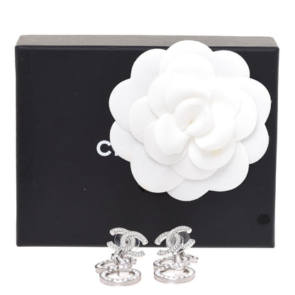 Chanel Crystal CC Triple Drop Earrings Silver 5 of 5