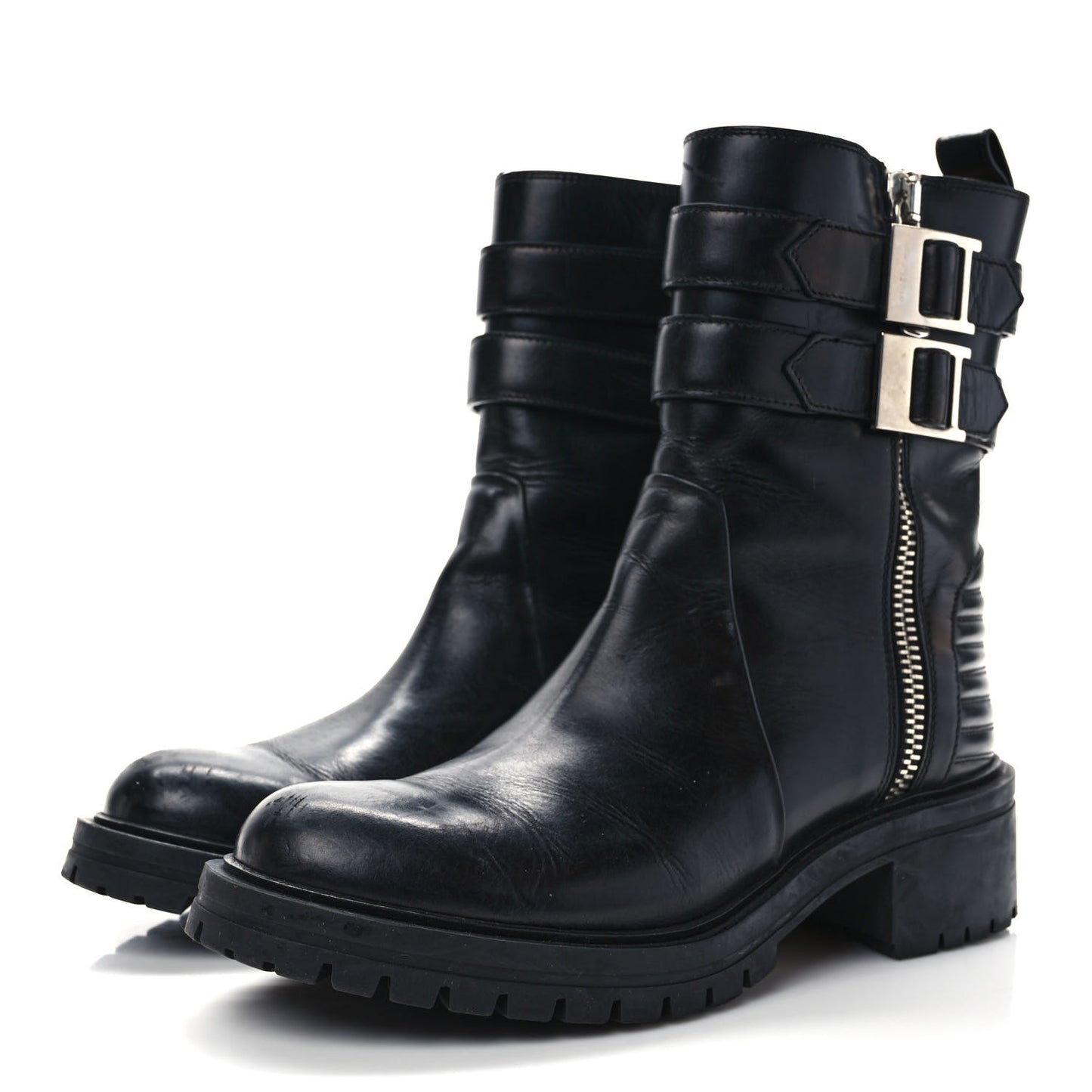 Calfskin Combat Boots 39.5 Black