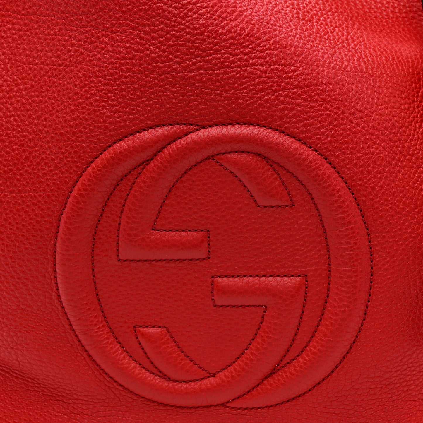 Pebbled Calfskin Large Soho Shoulder Bag Red Red