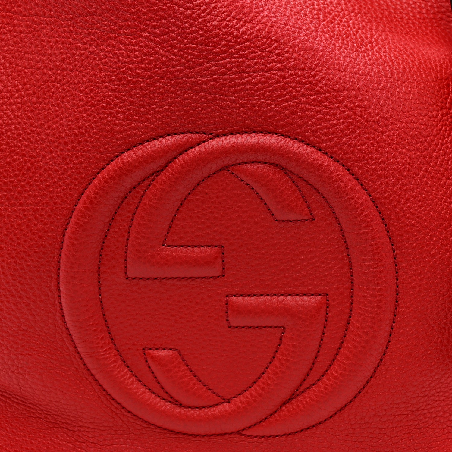 Gucci Pebbled Calfskin Large Soho Shoulder Bag Red Red 8 of 12