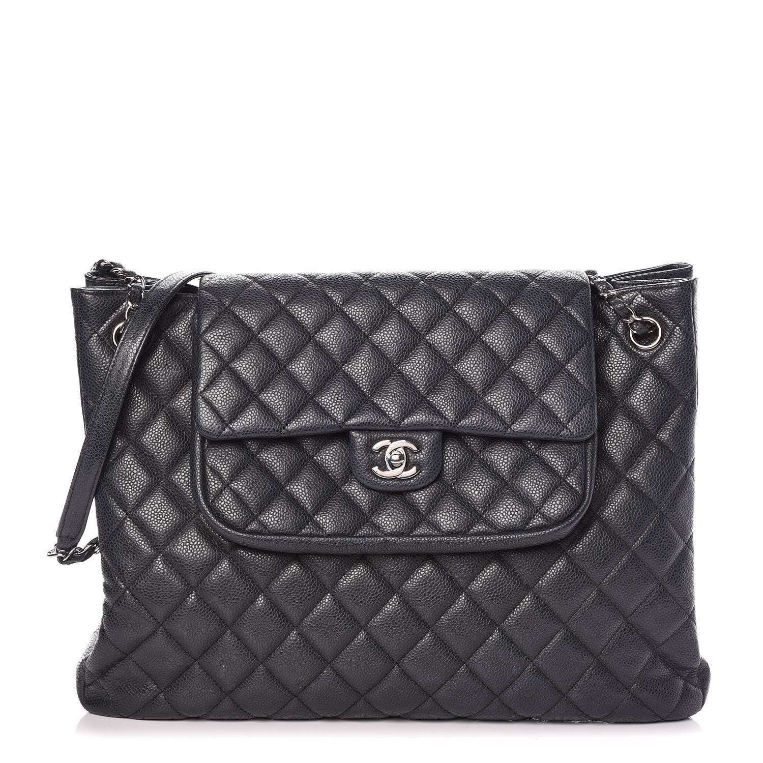 Chanel Caviar Quilted Flap Tote Dark Grey 1 of 13