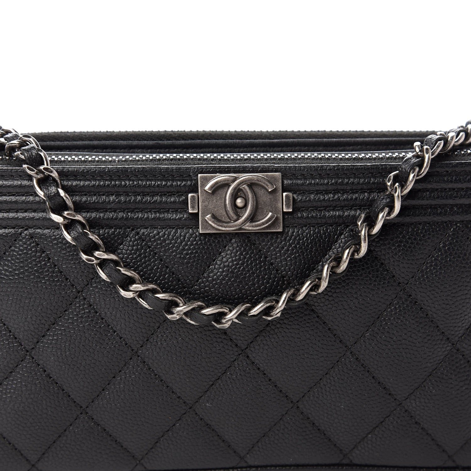 Chanel Caviar Quilted Small Boy Clutch With Chain Black 13 of 14