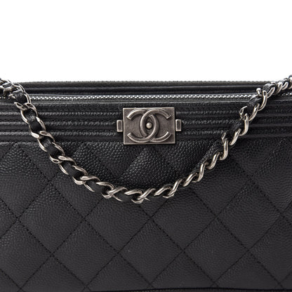 Chanel Caviar Quilted Small Boy Clutch With Chain Black 13 of 14