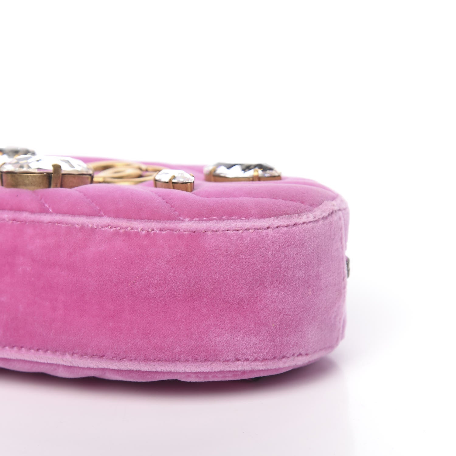 Gucci Velvet Matelasse Marquise Crystals GG Marmont Belt Bag Malva 9 of 10