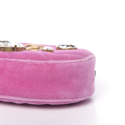 Gucci Velvet Matelasse Marquise Crystals GG Marmont Belt Bag Malva 9 of 10