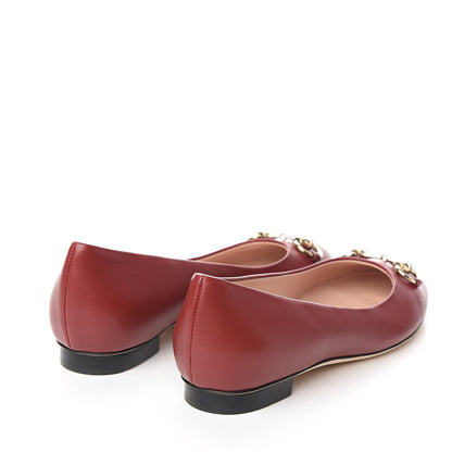 Gucci Calfskin Horsebit Ballerina Flats 36 Red 4 of 9