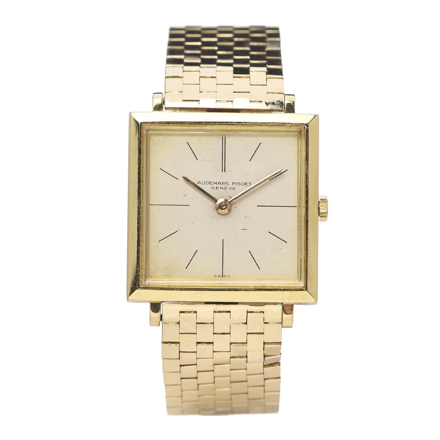 18K Yellow Gold 25mm Classique Square Manual Winding Watch Beige 6290