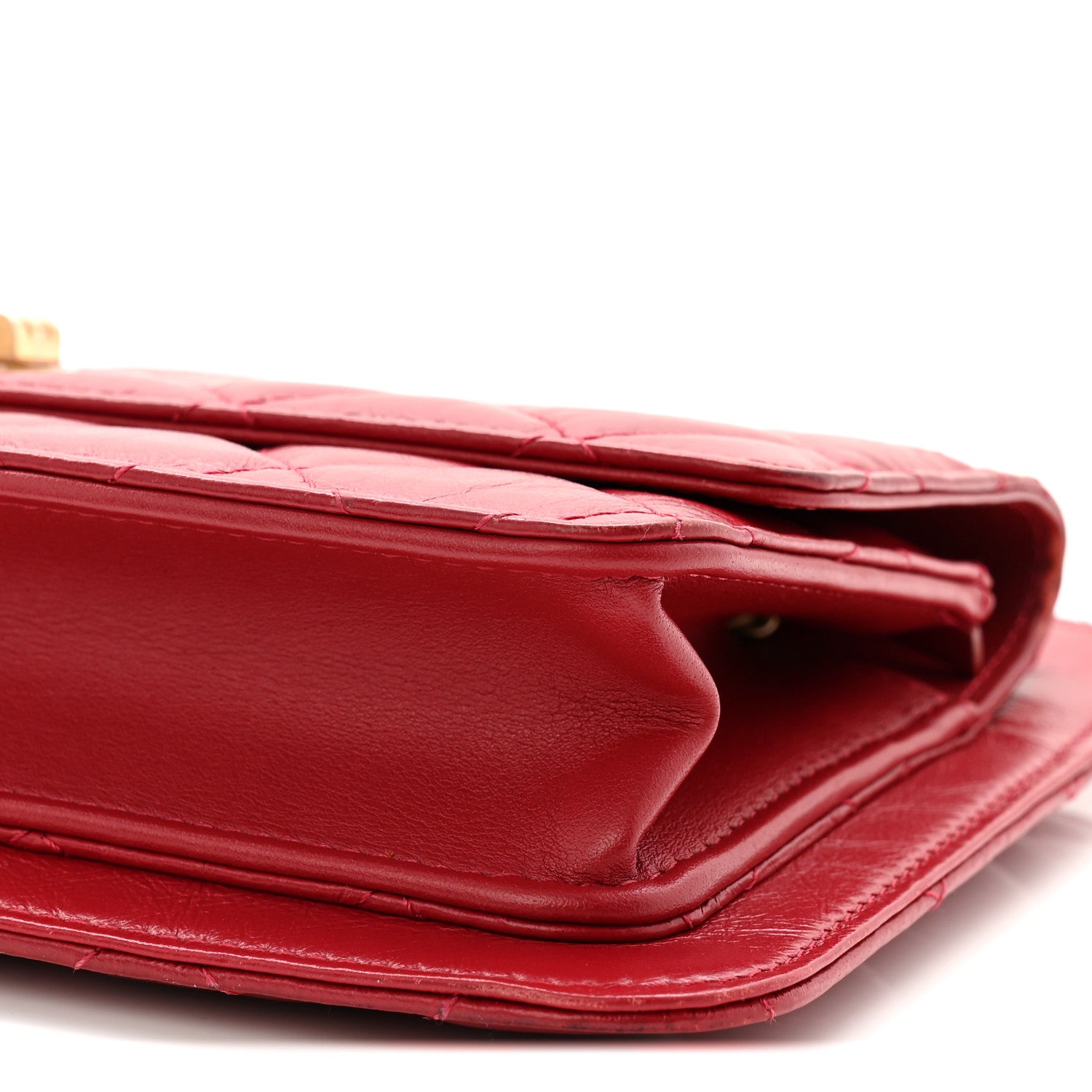 Chanel Aged Calfskin Quilted 2.55 Reissue Chain Wallet Red 10 of 10