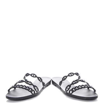 Hermes Rubber Chaine d'Ancre Rivage Sandals 39 Black 6 of 10