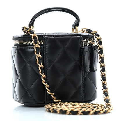 Chanel Lambskin Quilted Top Handle Mini Vanity Case With Chain Black 2 of 4